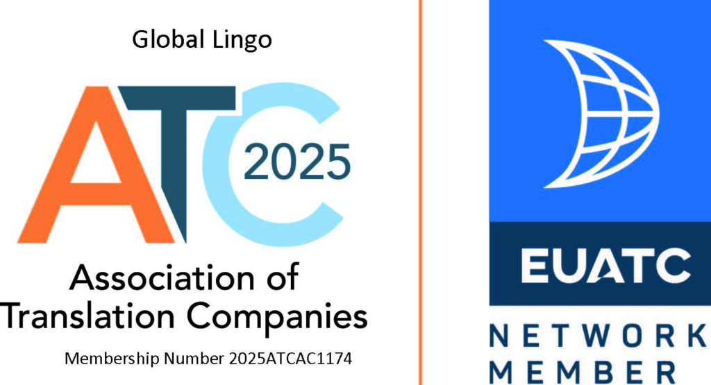 Global Lingo ATC 2025 membership badge and EUATC network member badge
