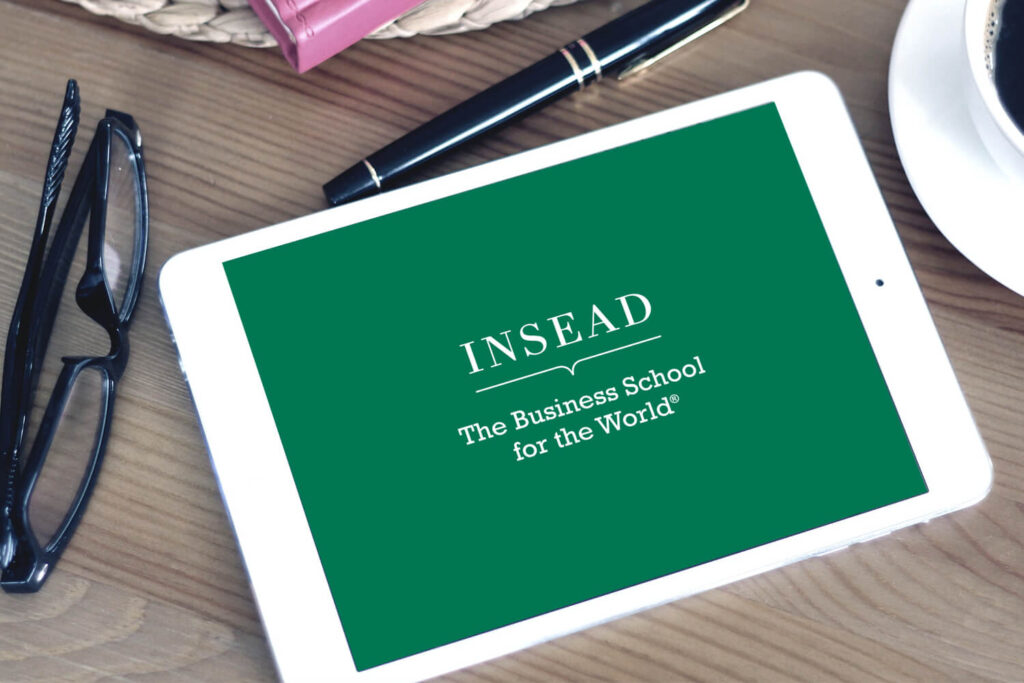 INSEAD logo on an ipad