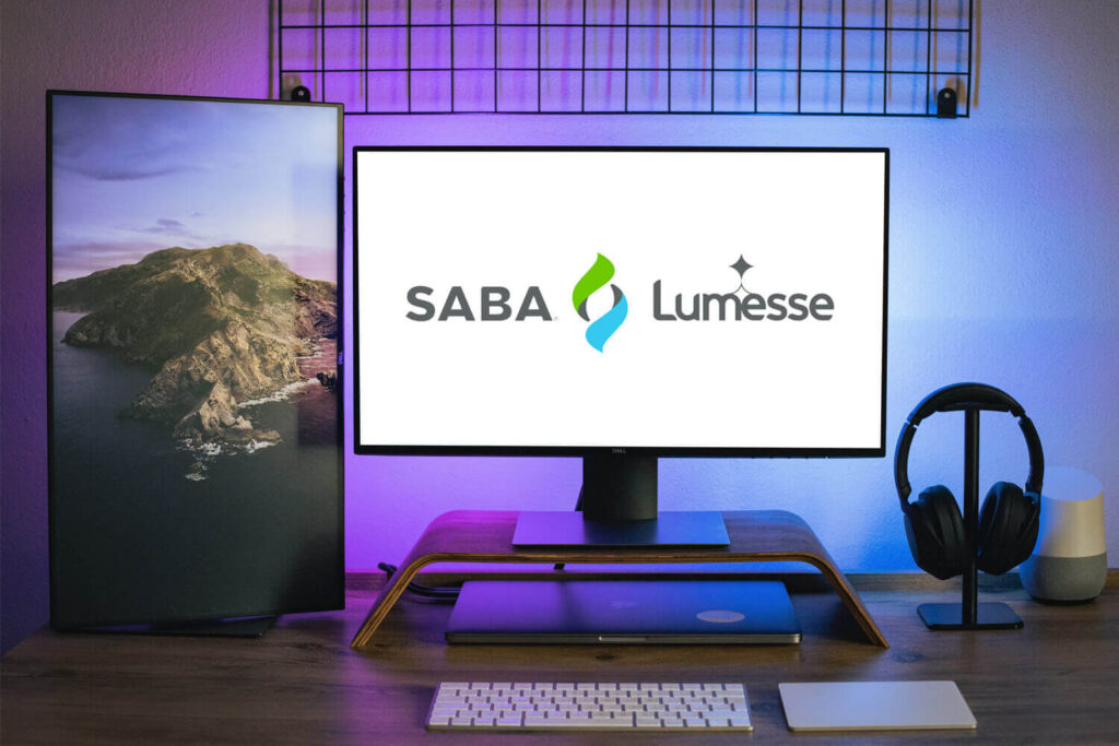 Computer displaying the Lumesse logo