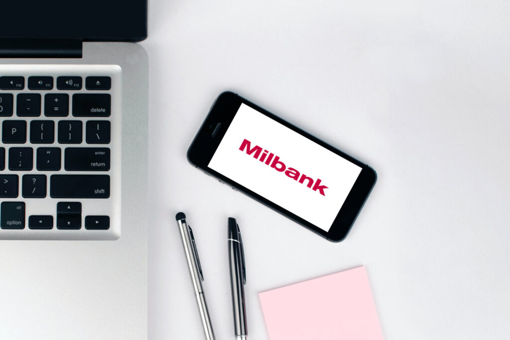 Milbank logo on mobile