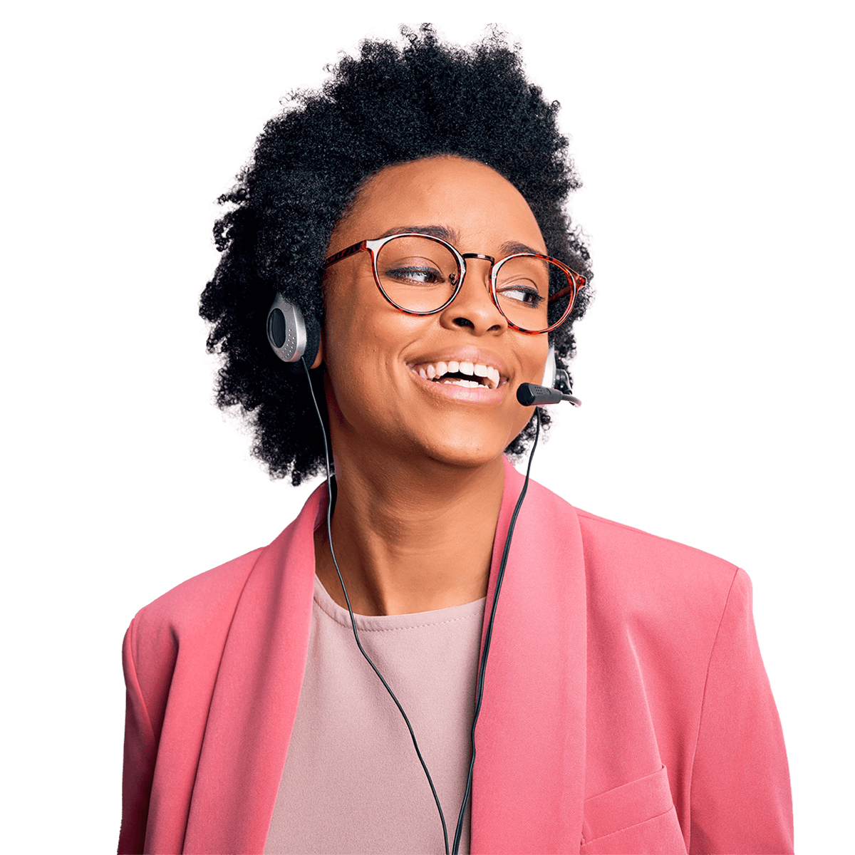 Employee using a headset