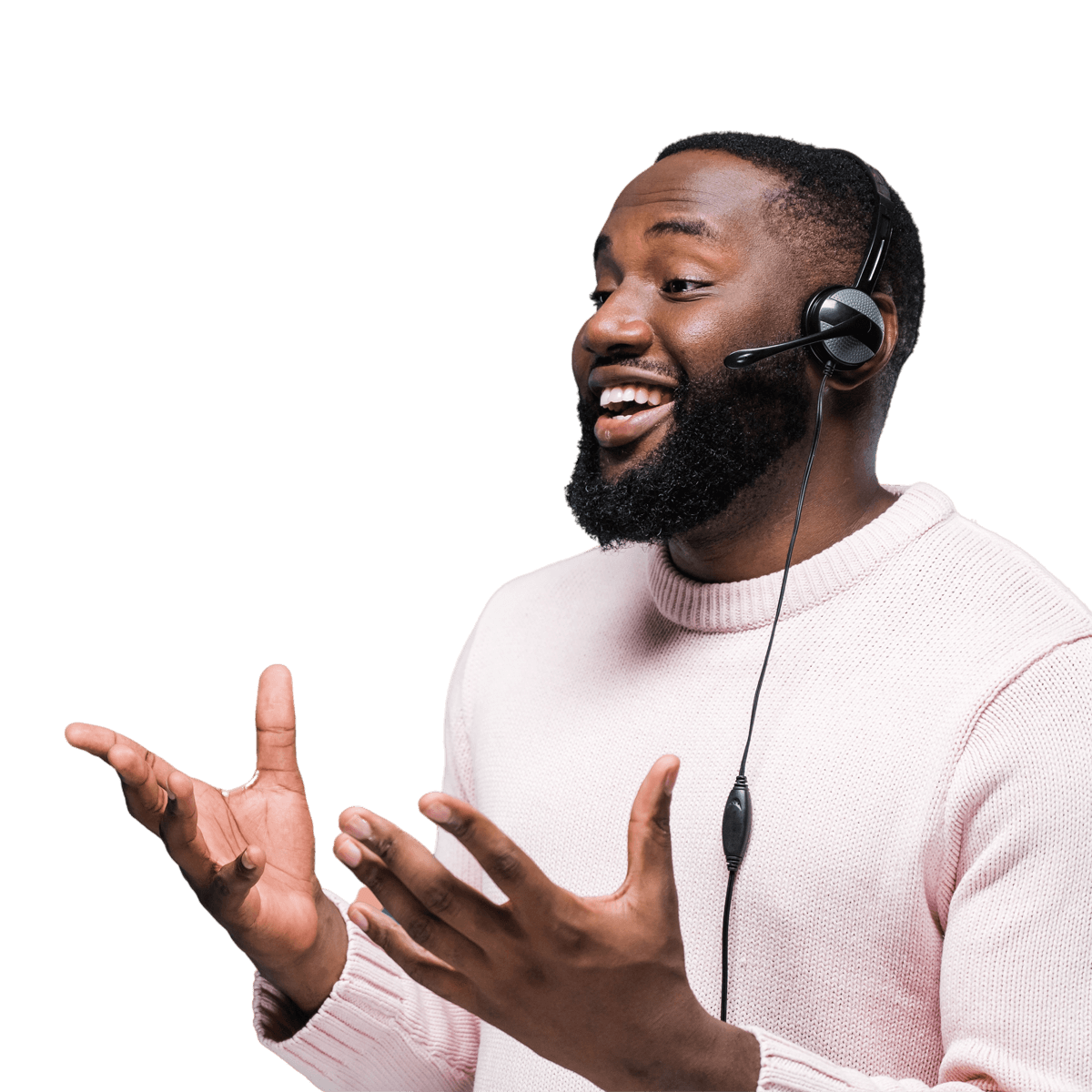 Employee using a headset