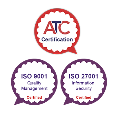 ATC Certification. ISO 9001 Quality Management Certified. ISO 27001 Information Security Certified.