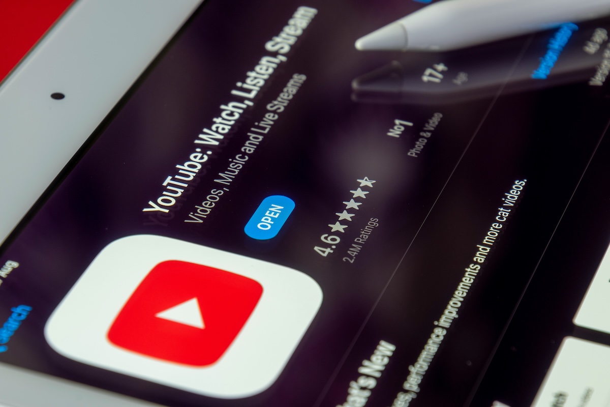 Youtube: Watch, Listen, Stream. App showing youtube on an iPad. 