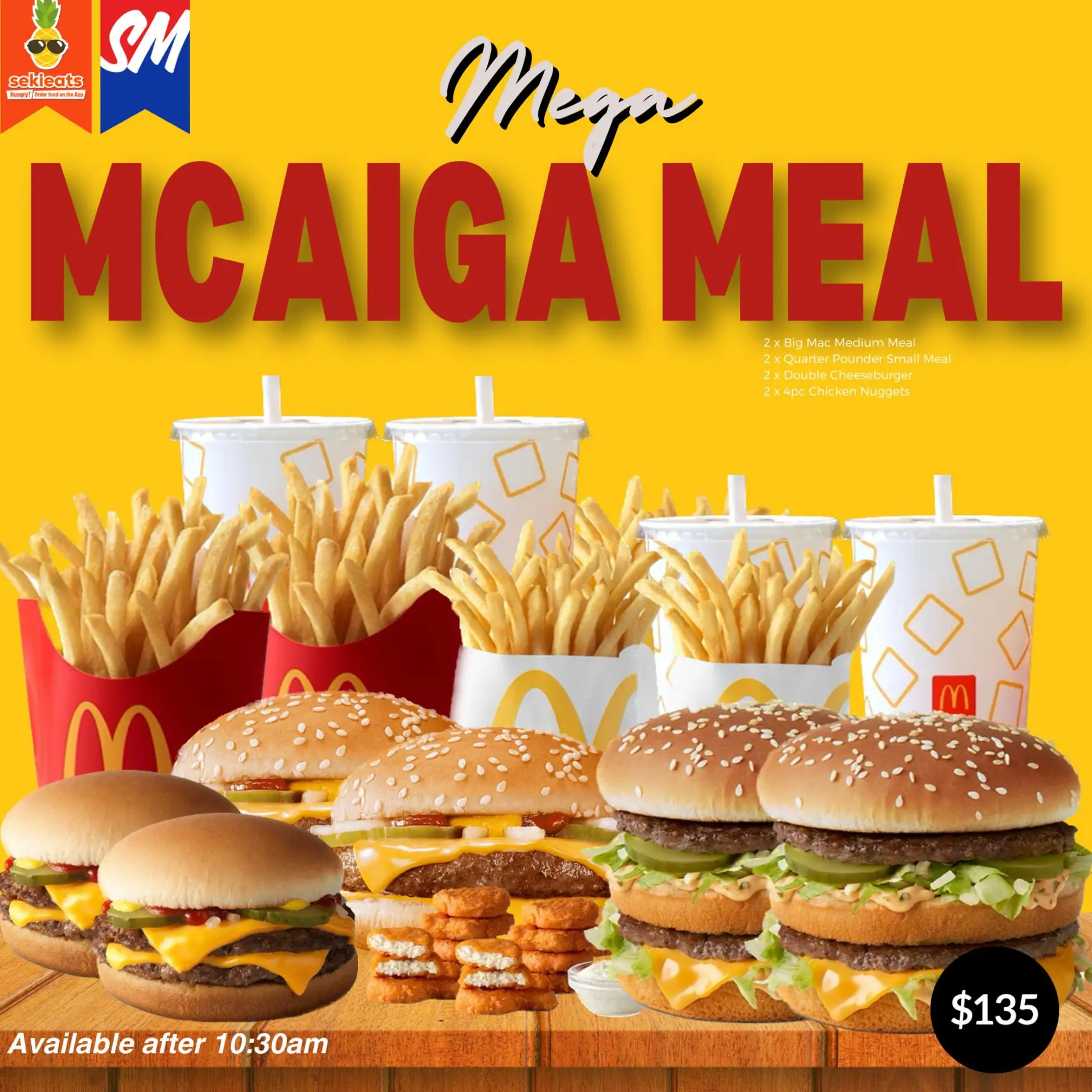 McDonalds Samoa Menu. 4 Fries, 6 Burgers, 4 Drinks, 16 Nuggets, and dips for $135. 