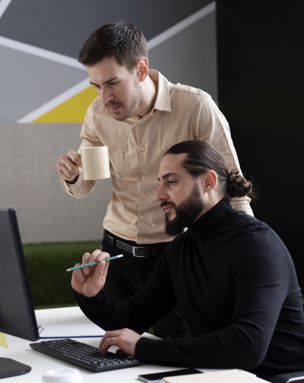 A group of diverse specialists engaged in a focused business meeting, illustrating comprehensive linguistic support. Amharic Language Services.