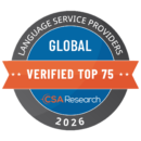 Global Lingo CSA Research Global 75 Top Language Service Provider Award
